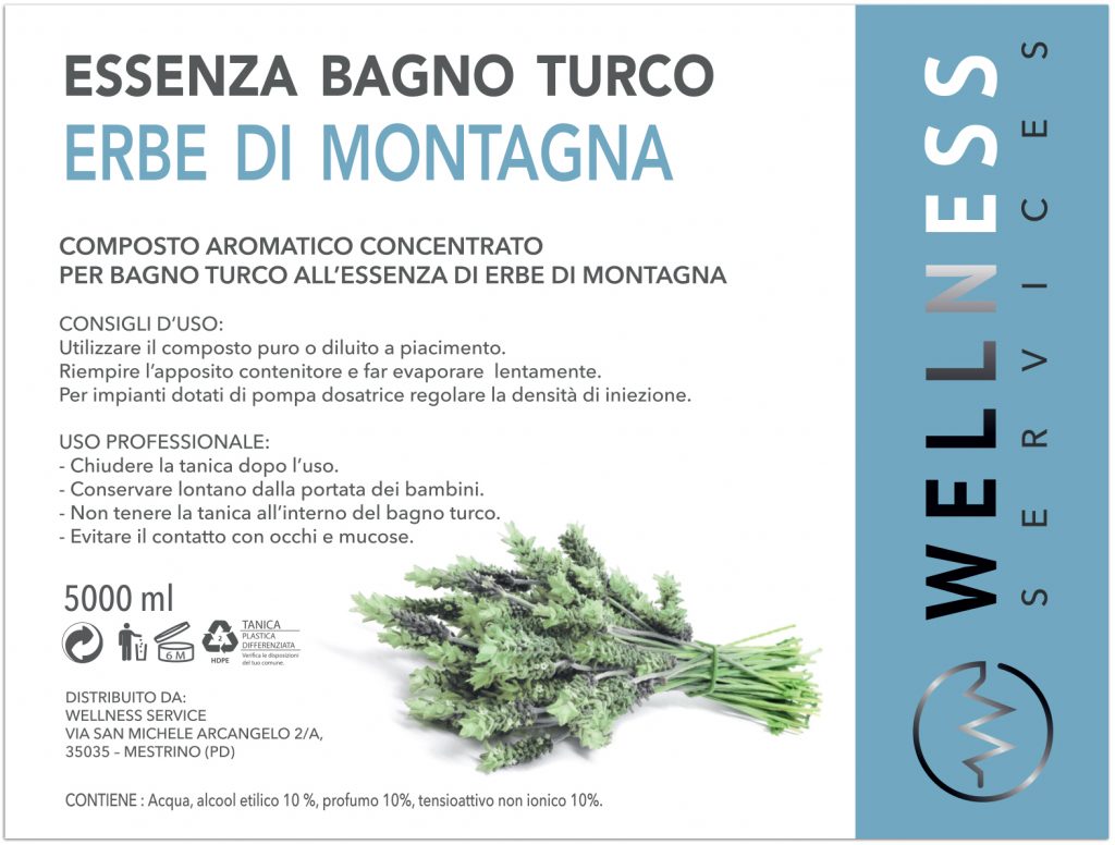 Erbe di montagna essenza-bagno-turco etichetta