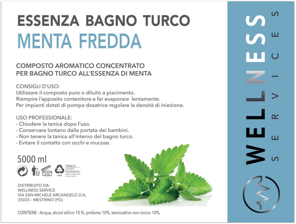 Menta fredda essenza-bagno-turco etichetta