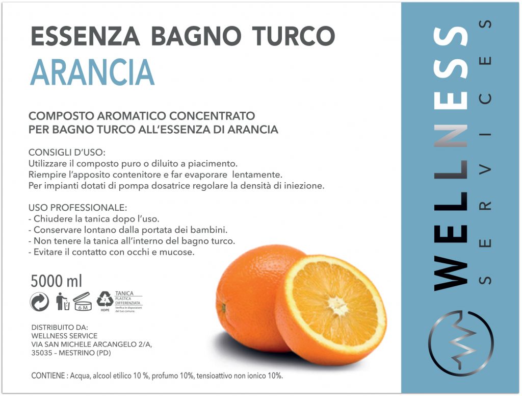 Arancia essenza-bagno-turco etichetta