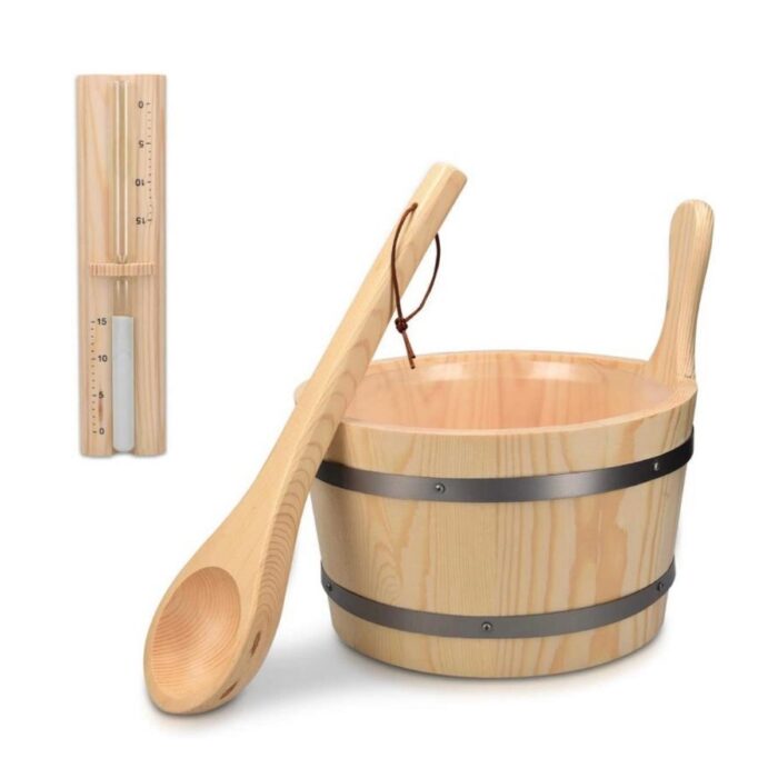 Mastello mestolo legno sauna omaggio clessidra